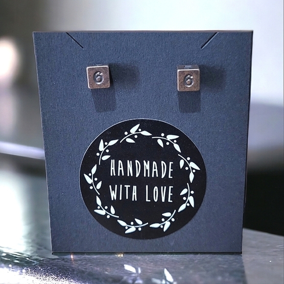 Handcrafted D6 Metal Earrings - Picture 1 of 2